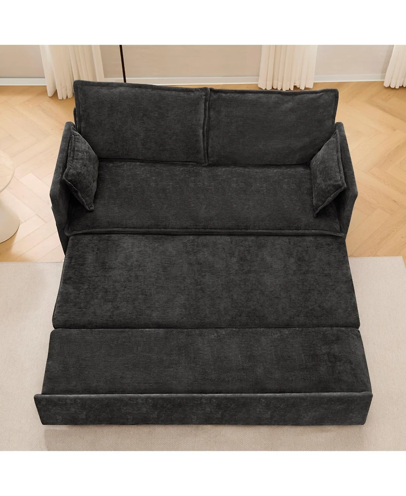 Streamdale Furniture 59.5" Chenille Sleeper Sofa Bed w/ Storage & Usb Ports