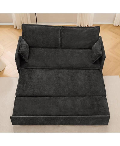 Streamdale Furniture 59.5" Chenille Sleeper Sofa Bed w/ Storage & Usb Ports