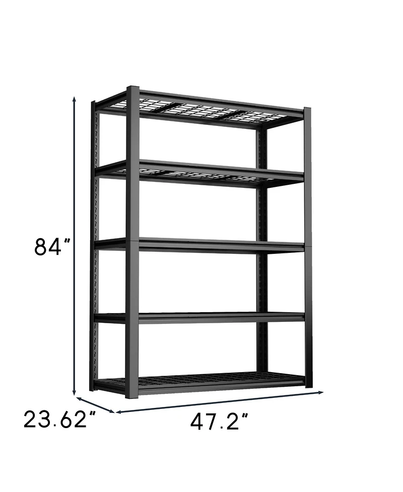 Streamdale Furniture 47" Wide Heavy-Duty 5-Layer Adjustable Metal Storage Rack