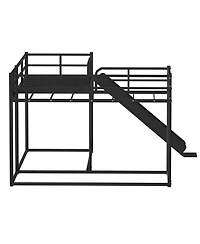 Streamdale Furniture L-Shaped Bunk Bed with Slide and Short Ladder Black