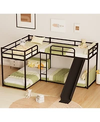 Streamdale Furniture L-Shaped Bunk Bed with Slide and Short Ladder Black