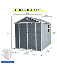 Streamdale Furniture 6x8 Resin Outdoor Storage Shed - Grey