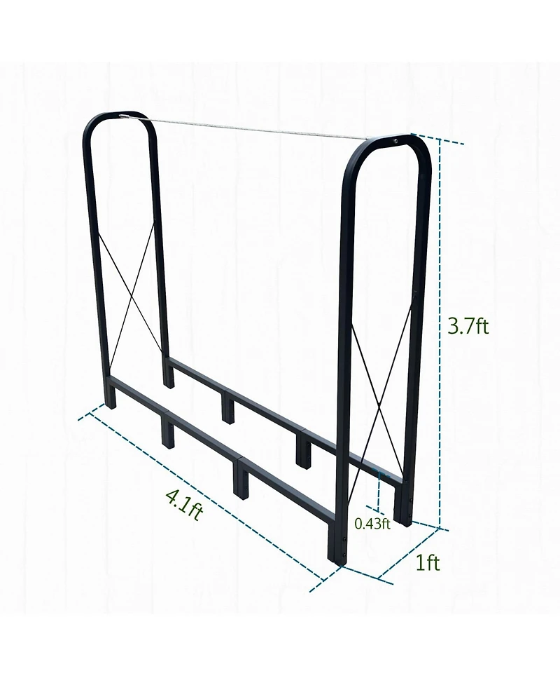 Streamdale Furniture 4.1ft Heavy Duty Firewood Rack - Matte Black