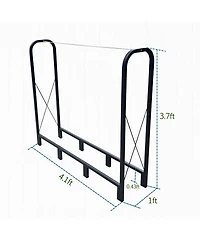 Streamdale Furniture 4.1ft Heavy Duty Firewood Rack - Matte Black