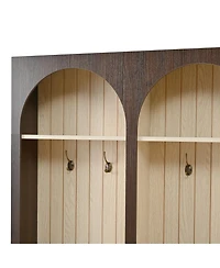 Streamdale Farmhouse Hall Tree Bench, 59" Wide, 8 Hooks, 3 Drawers, Dark Walnut