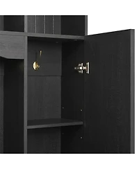 Streamdale 4-in-1 Hall Tree: 59" Wide, Golden Hooks, Walnut Bench, Adjustable Shelves, White
