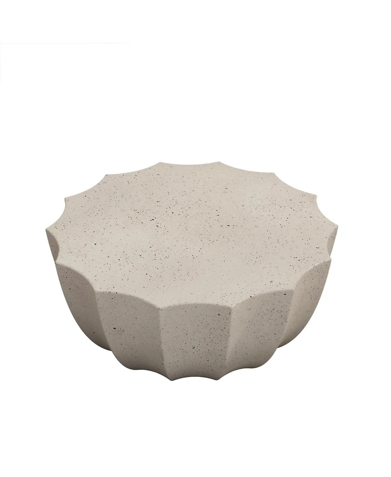 Streamdale Furniture 35" Modern Waterproof MgO Cement Coffee Table - Indoor/Outdoor (White)