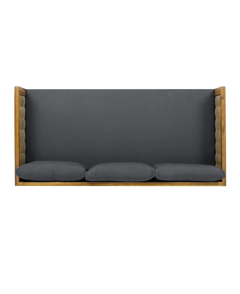 Streamdale Acacia Wood Outdoor Daybed with Rattan Armrests