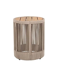 Streamdale Rattan Rope & Acacia Wood Side Table - Outdoor Patio Balcony