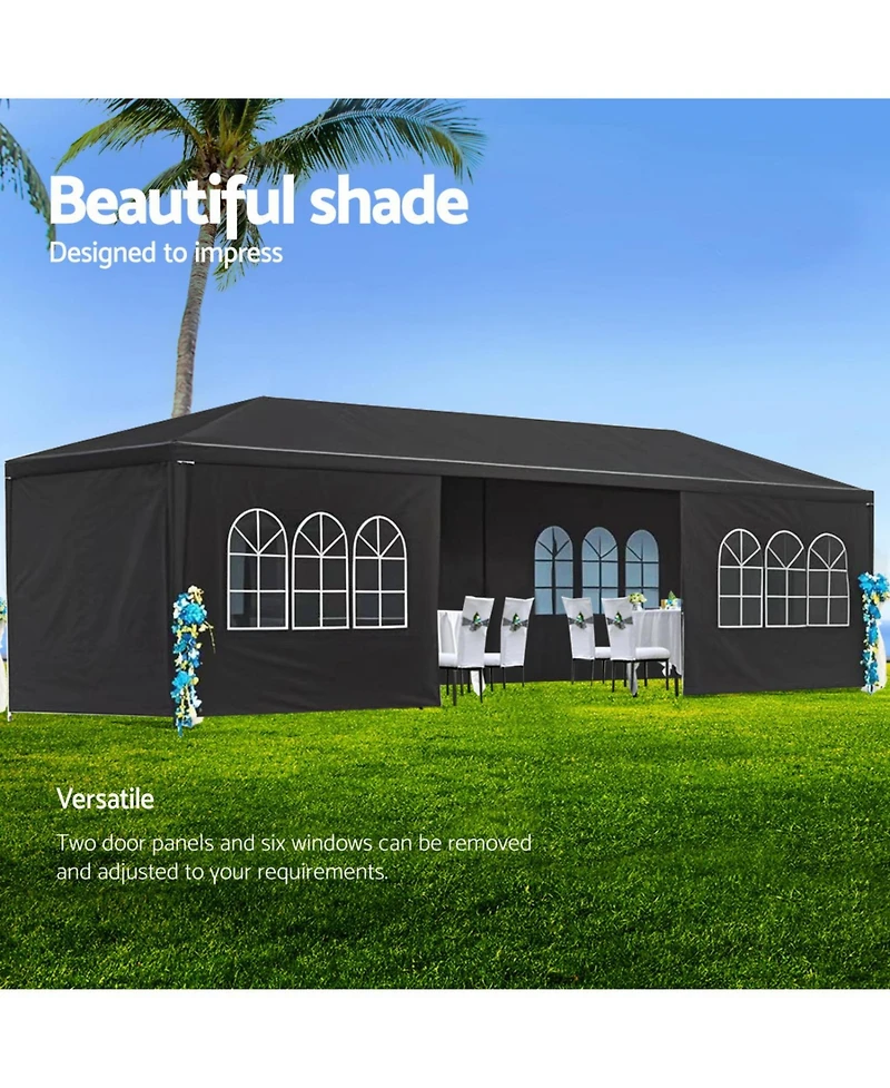 Streamdale 10x30' Wedding Party Canopy Tent with 8 Sidewalls - Black