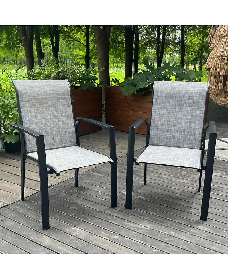 Streamdale Metal Outdoor Dining Chairs - Set of 2, Black Frame