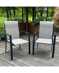 Streamdale Metal Outdoor Dining Chairs - Set of 2, Black Frame