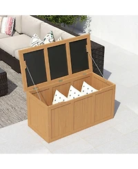 Streamdale Furniture 67 Gallon Wooden Deck Box - Outdoor Storage, Seat & Table Top
