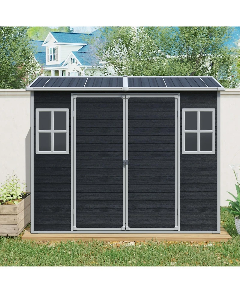 Streamdale Furniture 8x4 Outdoor Storage Shed, Two-Window, Double-Door, Black (W540S00046)