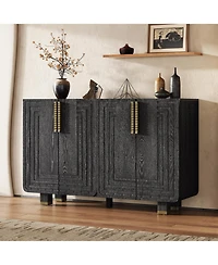 Streamdale Furniture 54" Retro Buffet Cabinet - 4-Door Fluted Sideboard