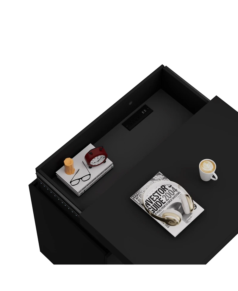 Streamdale Furniture Nightstand with Charging, Led, Sliding Top, Drawers