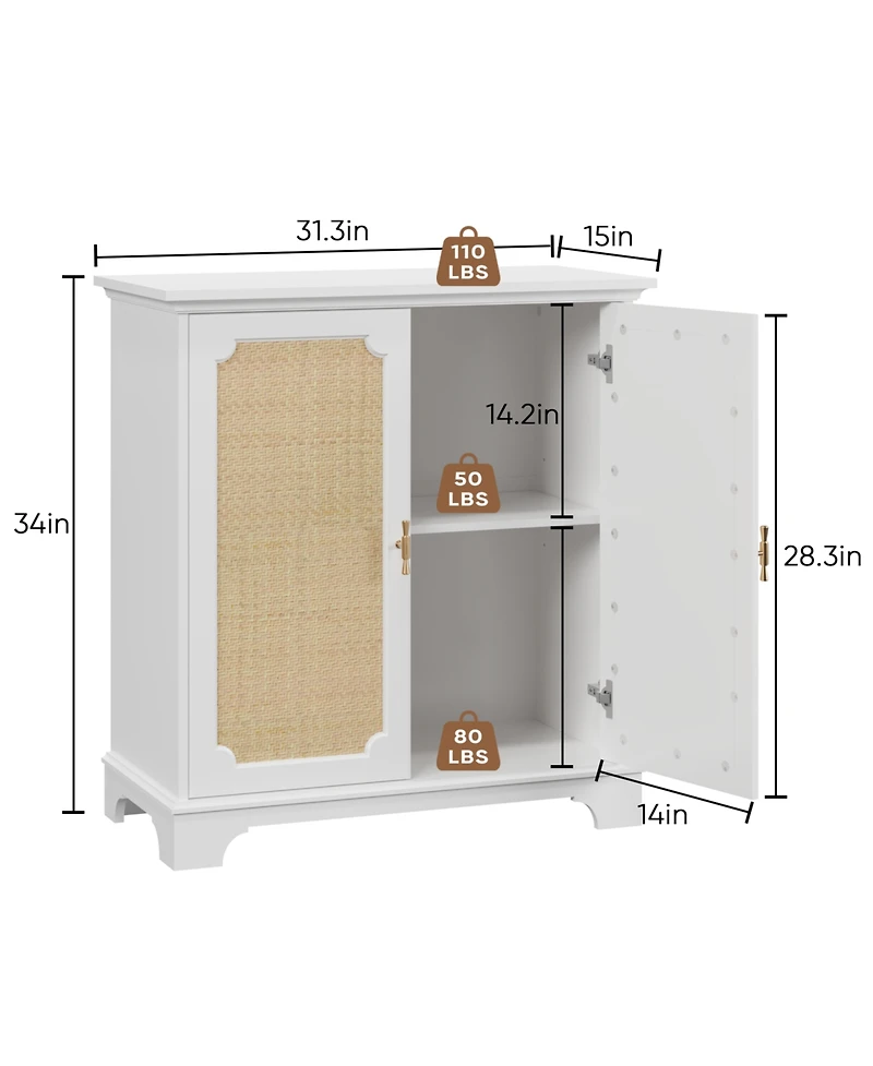 Streamdale Rattan Door Sideboard Buffet Storage Cabinet