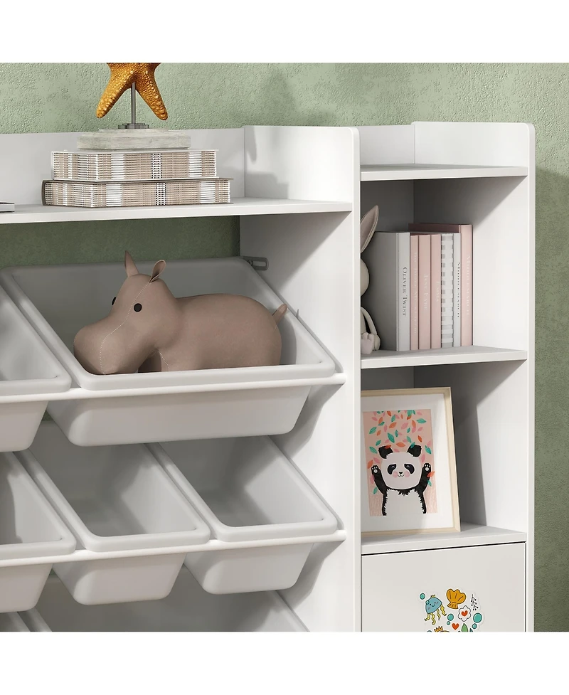Qaba Kids Toy Storage Organizer with 8 Removable Storage Bins,