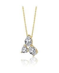 Sterling Silver Cubic Zirconia Mixed-Cut Trio Cluster Pendant Necklace