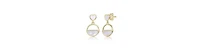 Rachel Glauber 14K Gold Plated With White Mother of Pearl Heart & Circular Drop Earrings
