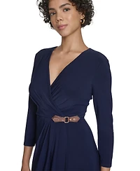 Jessica Howard Petite Surplice Faux Wrap Sheath With Buckle Dress
