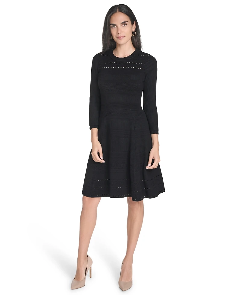 Jessica Howard Petite Textured Ottoman Fit and Flare Dress