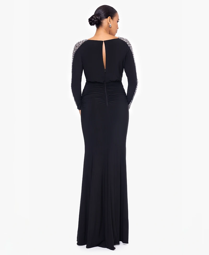 Betsy & Adam Petite Beaded Scoop Neck Dress