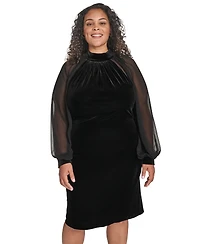 Calvin Klein Plus Size Mock Neck Long Dress