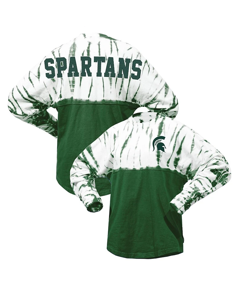 Spirit Jersey Women's Green Michigan State Spartans Tie-Dye Long Sleeve T-Shirt