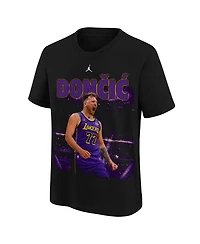 Jordan Big Boys and Girls Luka Doncic Black Los Angeles Lakers New Faces x Places T-Shirt