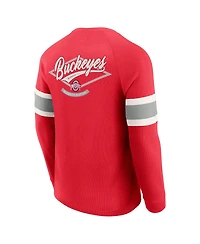 Darius Rucker Collection by Fanatics Men's Scarlet Ohio State Buckeyes Waffle-Knit Raglan Long Sleeve Henley T-Shirt