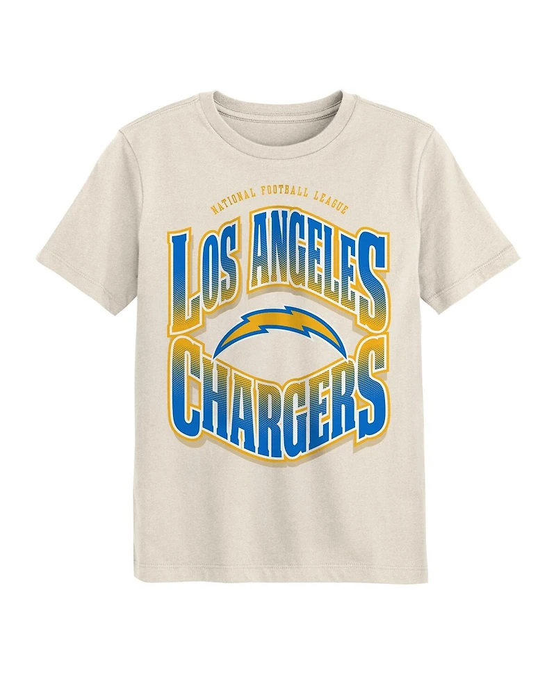 Outerstuff Big Boys and Girls Cream Los Angeles Chargers Huddle T-Shirt