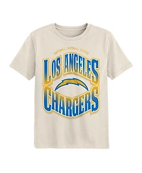 Outerstuff Big Boys and Girls Cream Los Angeles Chargers Huddle T-Shirt