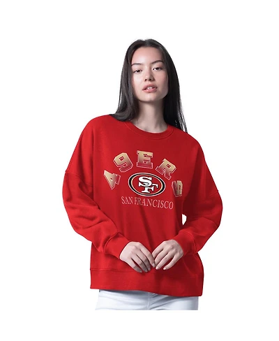 G-iii 4Her by Carl Banks Women's Scarlet San Francisco 49ers Oversized Feud Sweatshirt