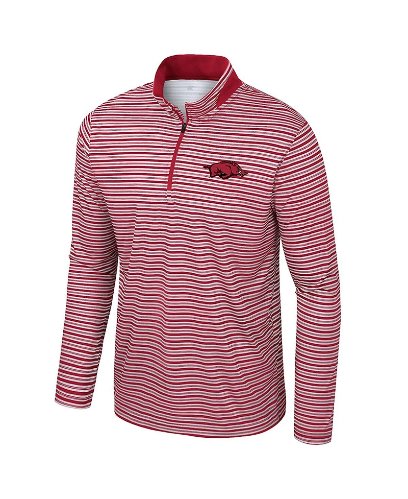 Colosseum Men's Cardinal Arkansas Razorbacks Striped Quarter-Zip Sweatshirt