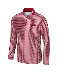 Colosseum Men's Cardinal Arkansas Razorbacks Striped Quarter-Zip Sweatshirt