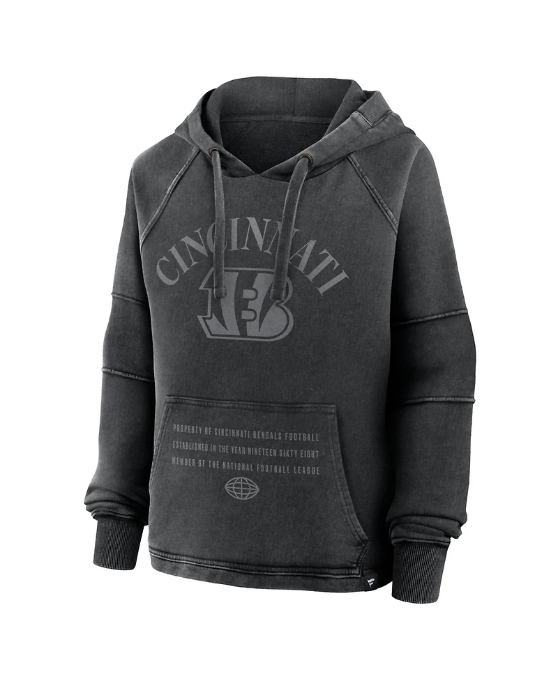 Fanatics Women's Black Cincinnati Bengals Oversized Raglan Gridiron Hoodie