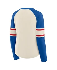 Fanatics Women's Cream/Royal Buffalo Bills Hometown Gridiron Hero Raglan Lace-Up V-Neck Long Sleeve T-Shirt