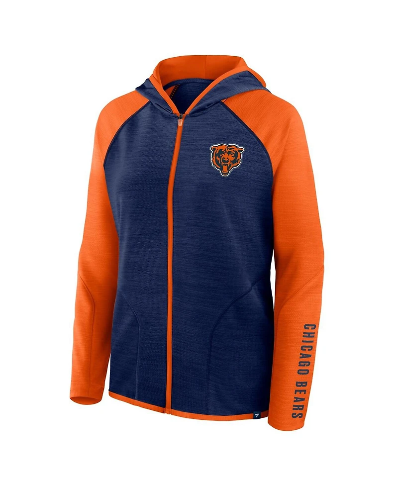 Fanatics Women's Navy/Orange Chicago Bears Redzone End Around Pass Raglan Full-Zip Hoodie