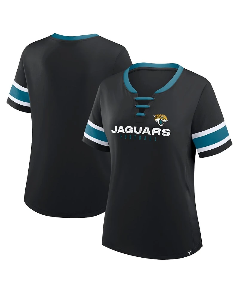 Fanatics Women's Black Jacksonville Jaguars Redzone Draw Play Athena Lace-Up T-Shirt