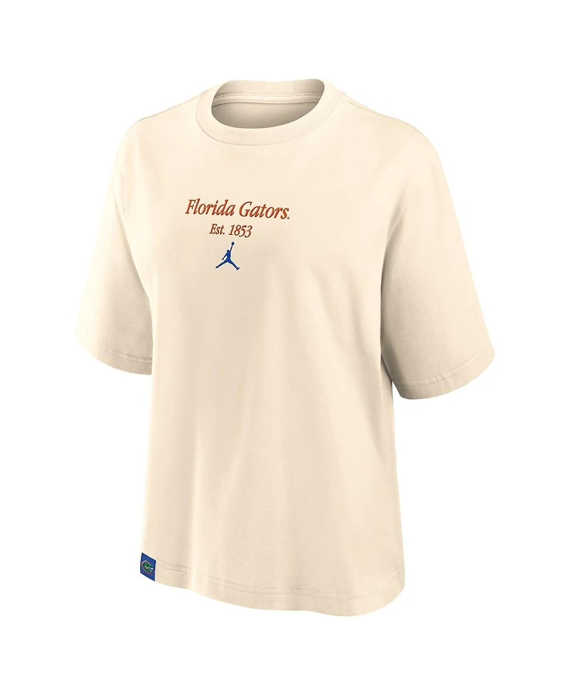 Jordan Women's Tan Florida Gators Established Tag Boxy T-Shirt