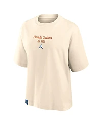 Jordan Women's Tan Florida Gators Established Tag Boxy T-Shirt