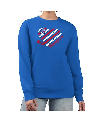 G-iii 4Her by Carl Banks Women's Blue New York Rangers Heart Graphic Pullover Sweatshirt