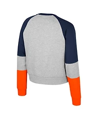 Colosseum Big Girls Heather Gray Auburn Tigers Katinka Rhinestone Pullover Sweatshirt