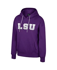 Colosseum Women's Purple Lsu Tigers Reflection Rhinestone Drawcord Pullover Hoodie