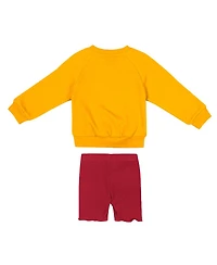 Colosseum Girls 2-Piece Toddler Gold/Cardinal Iowa State Cyclones Beta Fleece Sweatshirt and Shorts Set