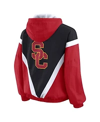 Wear by Erin Andrews Women's Cardinal/Black Usc Trojans Color Block Full-Zip Windbreaker Jacket