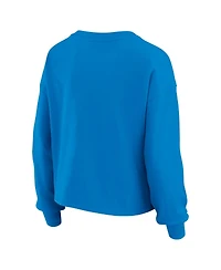 Wear by Erin Andrews Women's Powder Blue Los Angeles Chargers Heavy Rugby Jersey Long Sleeve T-Shirt and Shorts Lounge Set