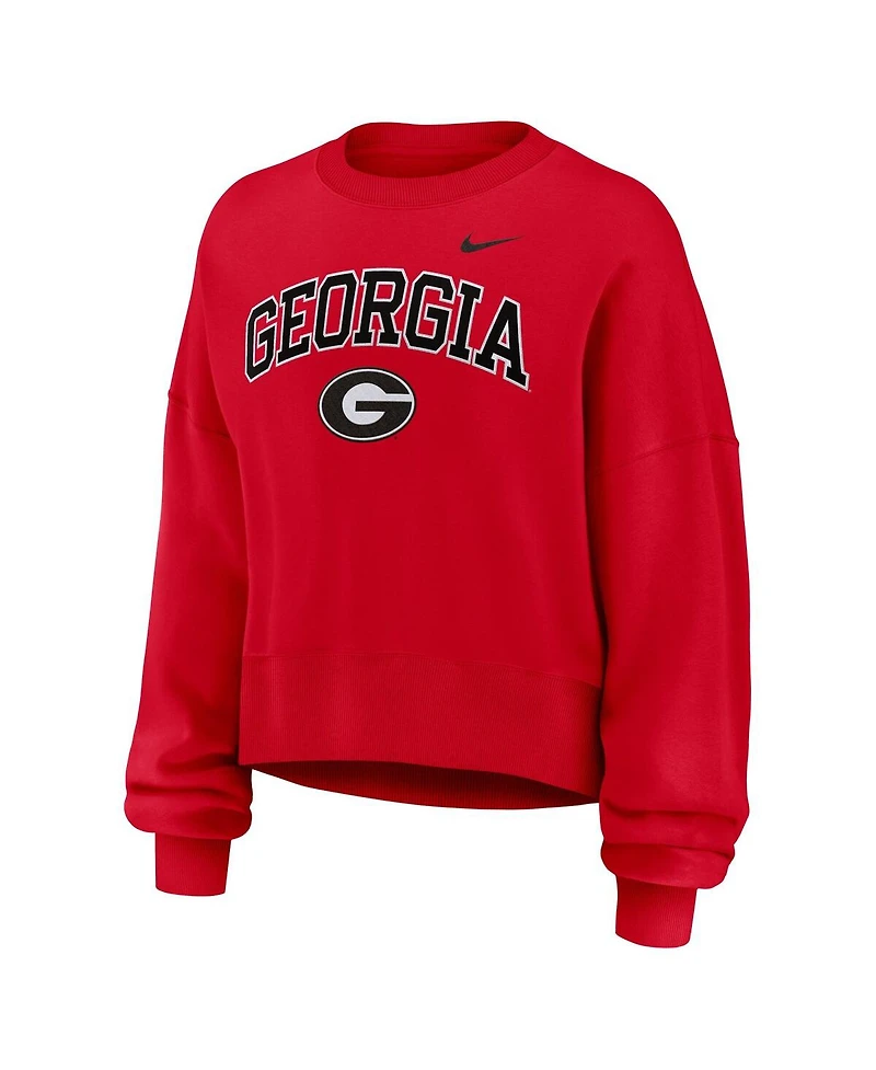 Nike Women's Red Georgia Bulldogs Oversized Phoenix Arch Pullover Sweatshirt