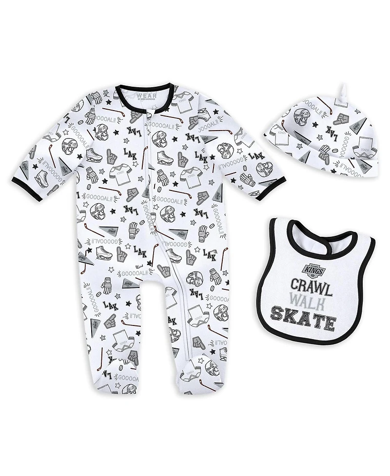 Wear by Erin Andrews Baby Boys and Girls Los Angeles Kings Sleep Play Sleeper Set with Bib